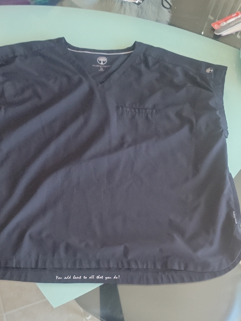 healing hands Black V-Neck Scrub Top with Pockets